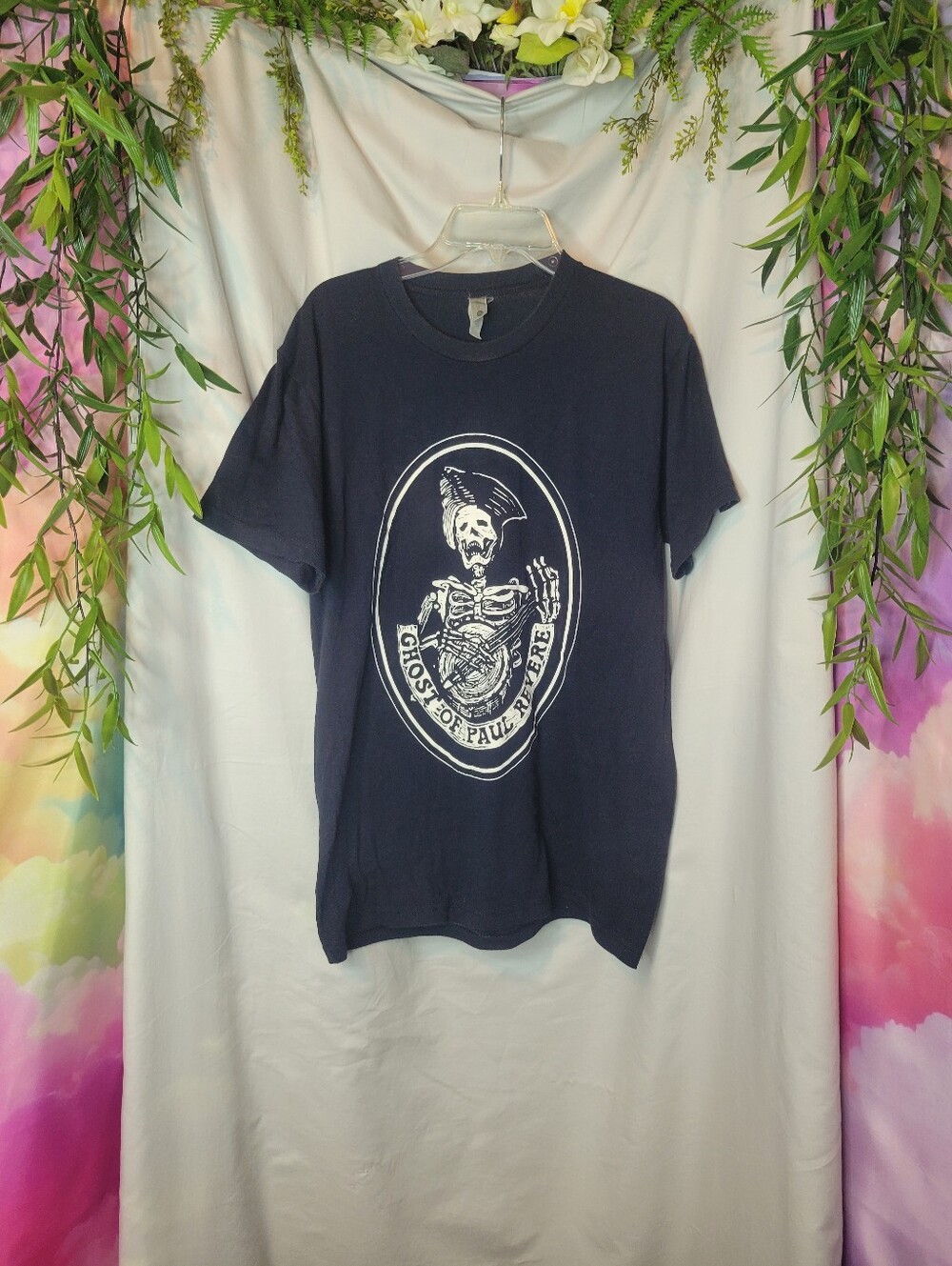 Ghost Of Paul Revere Black T-shirt Graphic Skeleton Design Band Top
